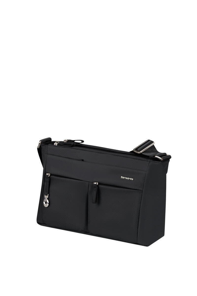 HORIZ. SHOULDER BAG+FLAP BLACK