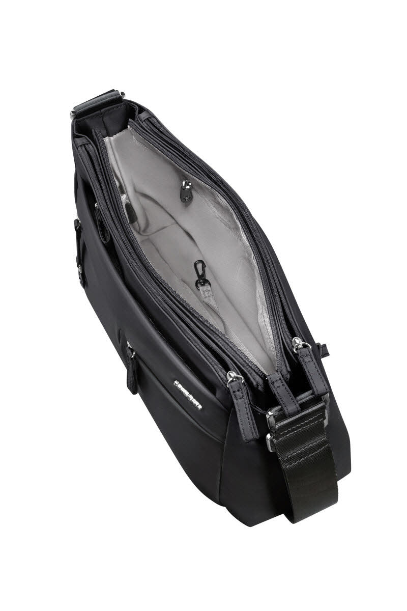 HORIZ. SHOULDER BAG+FLAP BLACK