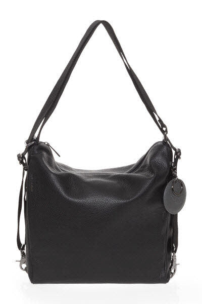 Leather Hobo Backpack NERO