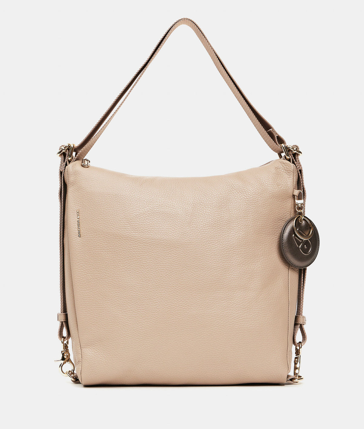 Leather Hobo Backpack Warm Taupe