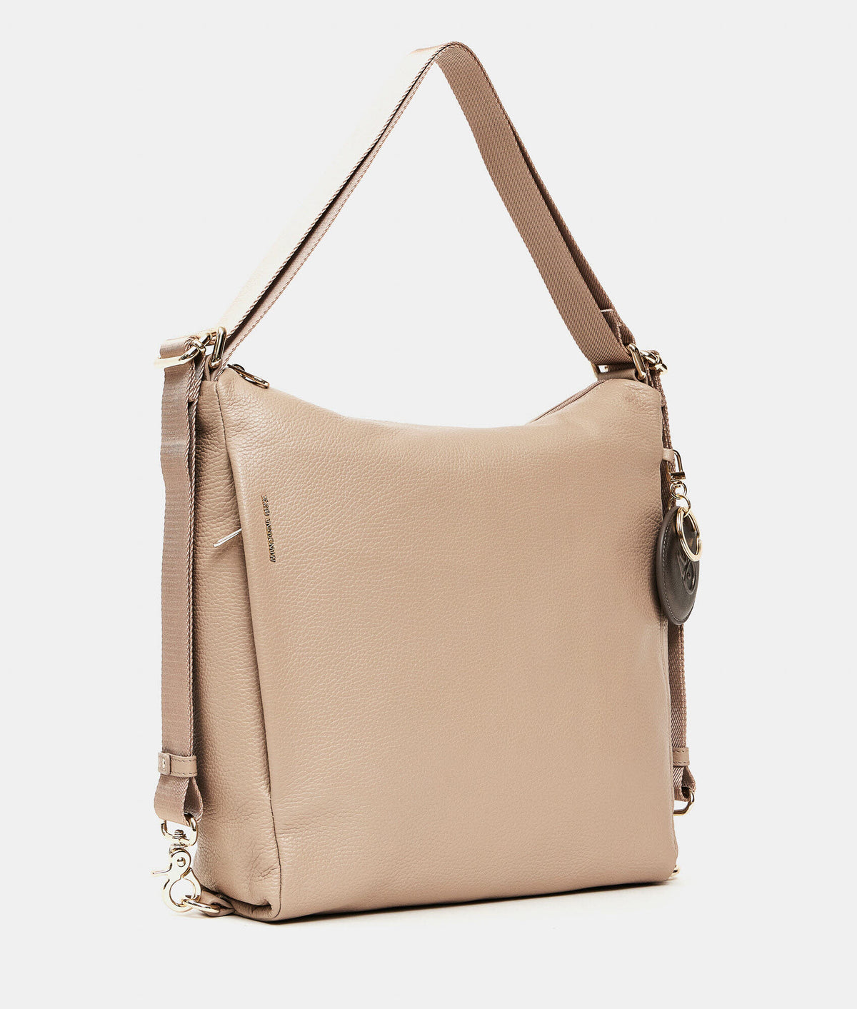 Leather Hobo Backpack Warm Taupe
