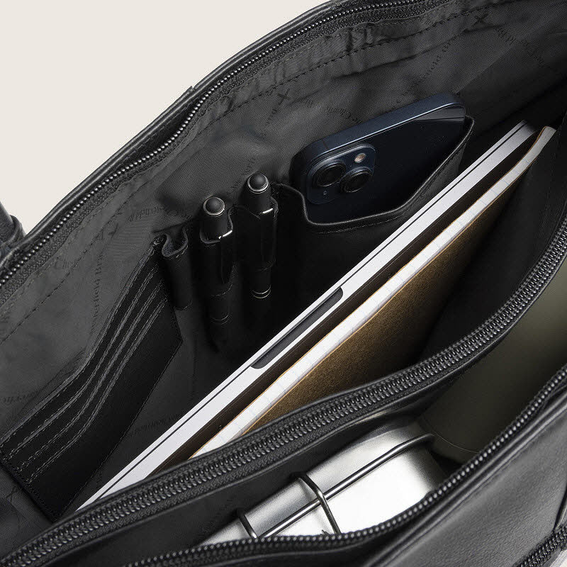 Leder Shopper Vespera Black