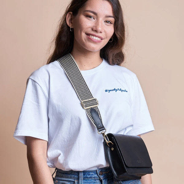 Checkered Webbing Strap Black and White