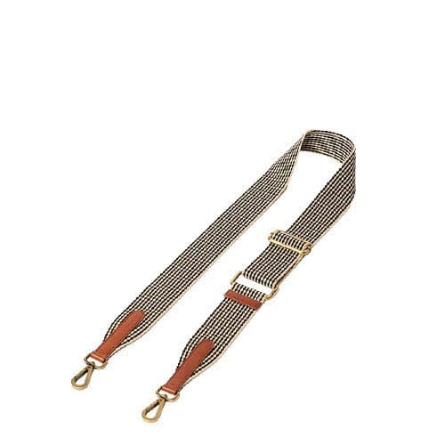 Checkered Webbing Strap Cognac and White