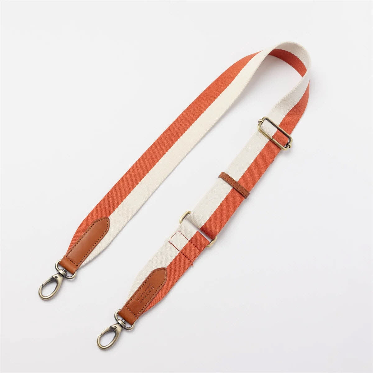 Striped Webbing Strap Cognac & White