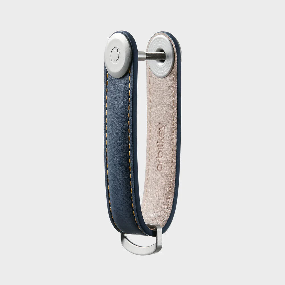 Leather Key Organiser Navy / Tan