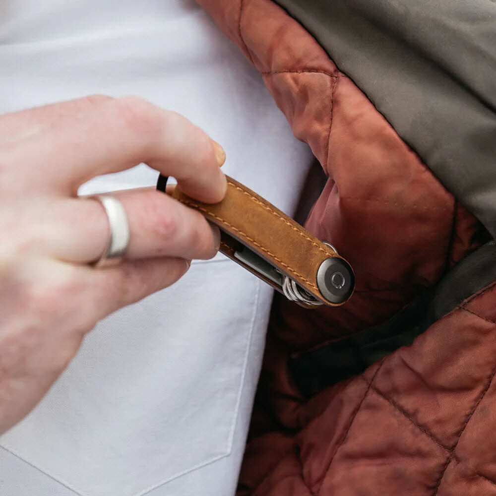 Crazy Horse Leather Key Organiser Chestnut Brown / Brown