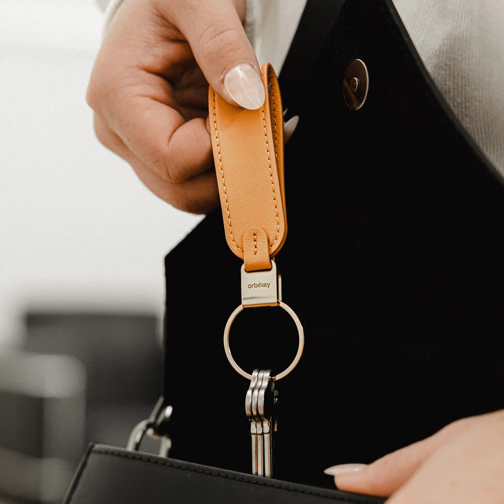 Leather Loop Keychain Orange